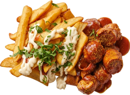 Currywurst mit Pommes